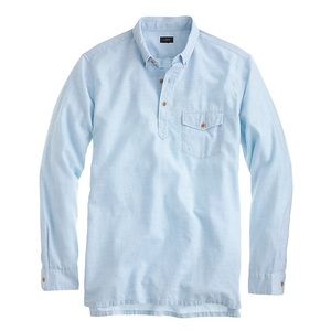 Twill Popover Shirt in Heather Sky Herringbone
